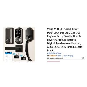 Veise VE06 H Smart Door Lock Set App Control Keyless Entry Deadbolt Matte Black